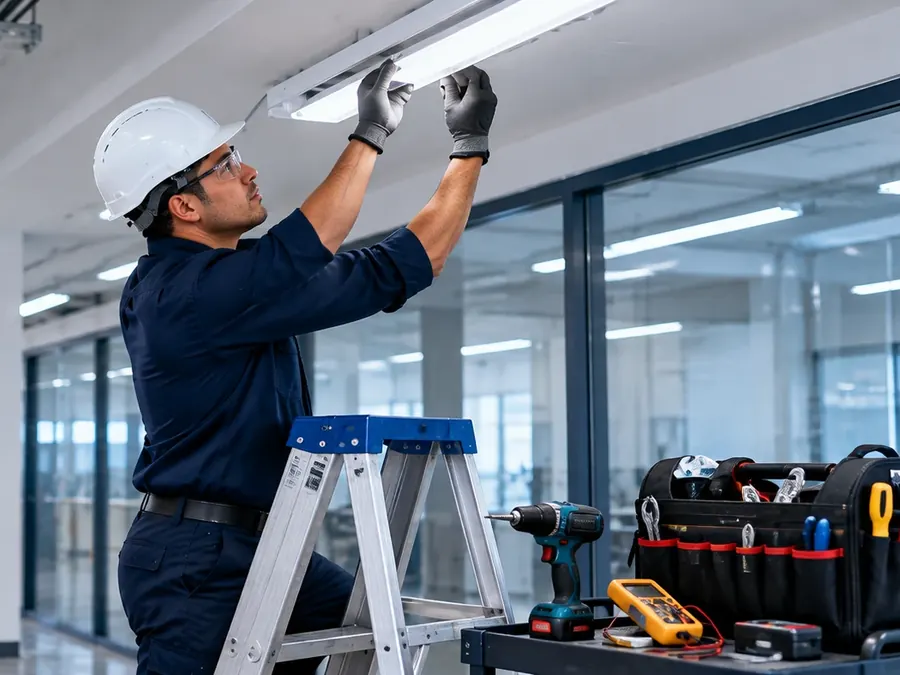 Técnico realizando mantenimiento a una instalación